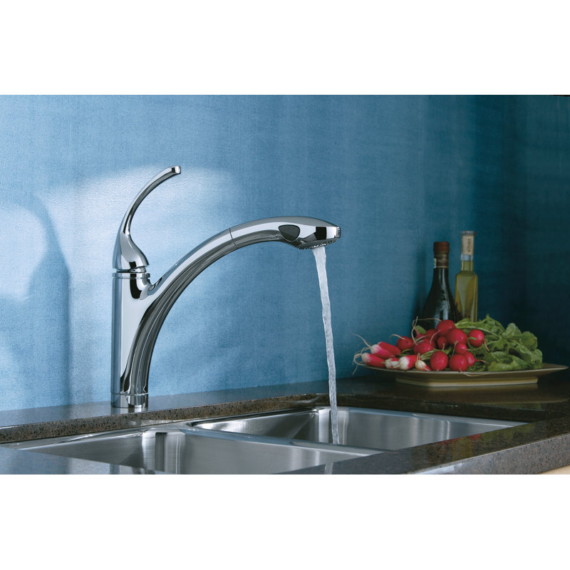 Forte Pull Out Single Handle Kitchen Faucet, Chrome poli
