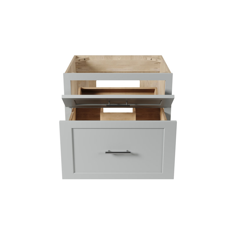 Meuble-lavabo mural simple flottant 24 po Disar, Gris