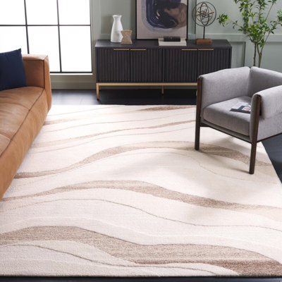 Jarran Hand Tufted Wool/Cotton Abstract Rug in Ivory/Beige