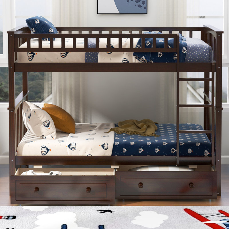 Sydnie 2 Drawer Standard Bunk Bed, Twin Over Twin, Espresso