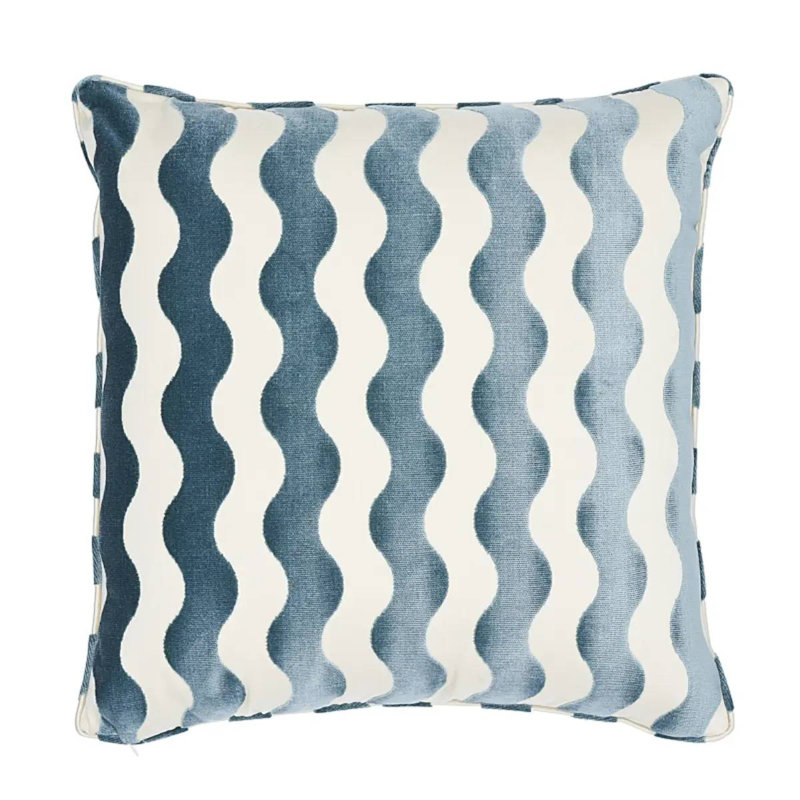 Schumacher x Miles Redd The Wave Pillow, 22" x 22", Sky