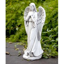  Angel Garden Statue Holding a Floral Wreath, Memorial Figurine  for Patio, Lawn, Yard, Sympathy Gift Cemetery Grave, Ployresin 11.8 inch :  Patio, Lawn & Garden
