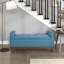 Meuble de rangement Mid-Century moderne avec plateau relevable et dessus en bois massif capitonné bleu noyer-771133149