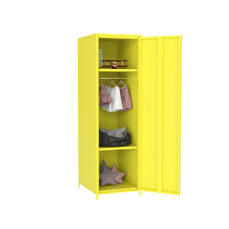Buffet de rangement à une porte avec armoire de rangement en acier jaune