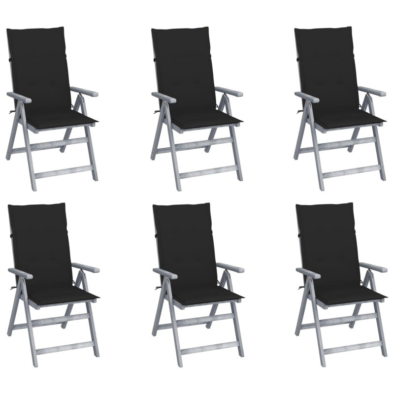 Chaise de patio en acacia avec coussin, Noir