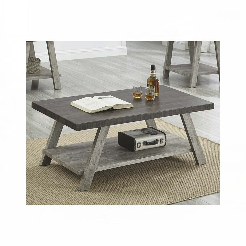 Table basse avec plateau ouvert Athens, Noyer, Gris clair