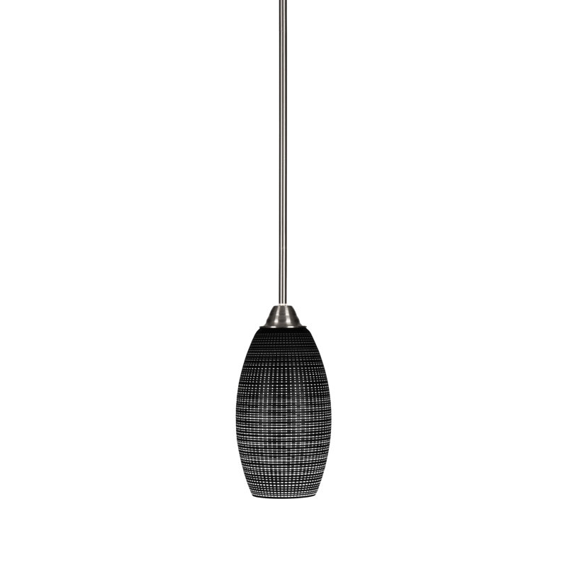 Luminaire suspendu suspendu à la tige Ahnn Paramount, fini nickel brossé avec verre de 5,5 po, Noir