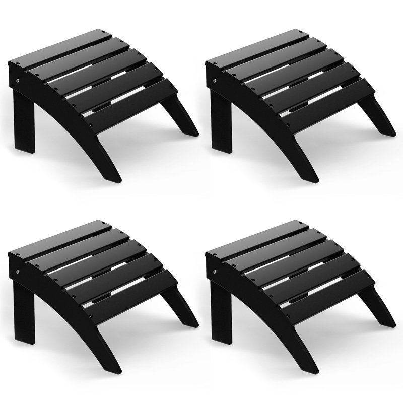 Ensemble de 4 repose-pieds Adirondack Hdpe Classic, Noir