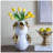 8.5x8.5x14inch White Two-Tiered Ceramic Vase with Gold Bird Accents, Perfect for Elevating Home Decor and Adding a Touch of Elegance.