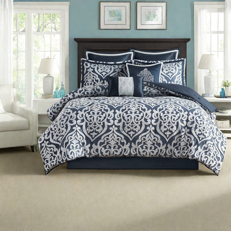 Luxurious Jacquard Bedding Sets, Polyester Comfort, Elegant Damask Design