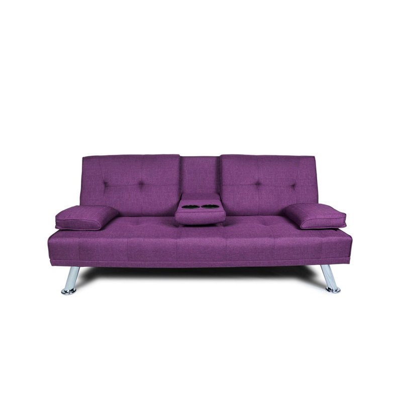 66.2'' Pillow Top Arm Sofa Bed, Purple