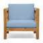 Élégant fauteuil club de style Mid-Century, fabrication en bois, siège en bois, coussins pour l'extérieur