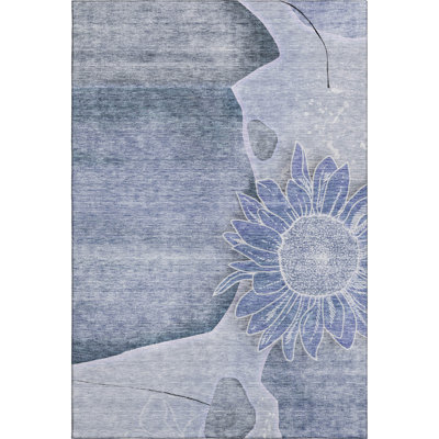 Premium Machine Washable Prisco Blue Rug