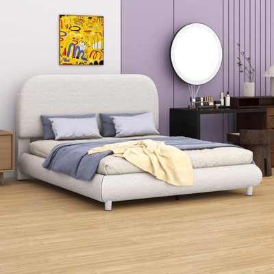 Lit plateforme en tissu d'ameublement Teddy