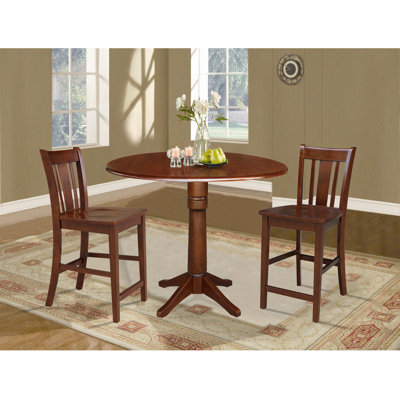 Gelula 3 - Piece Counter Height Drop Leaf Solid Wood Dining Set