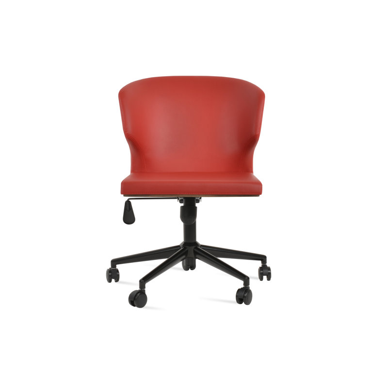 Chaise de bureau Amed, Noir mat, Rouge
