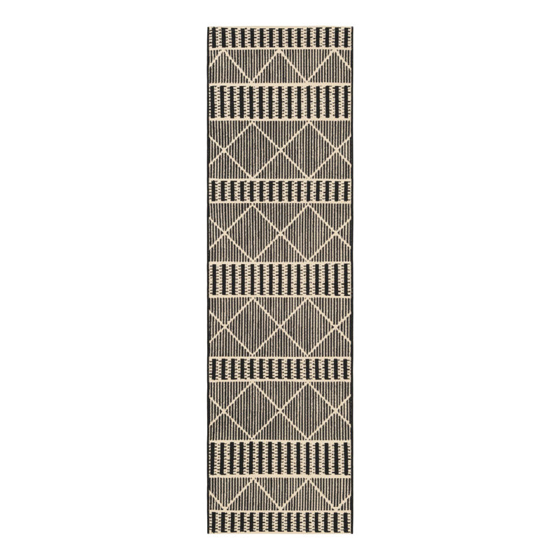 Black_Unique Loom Dalyan Outdoor Trellis Rug, Runner 2' x 7'1"