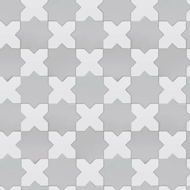 Porto Star+Cross 6.1 In. X 11.9 In. Porcelain Wall And Floor Tile (10.54 Sq. Ft. / Case), Gray Star/White Cross