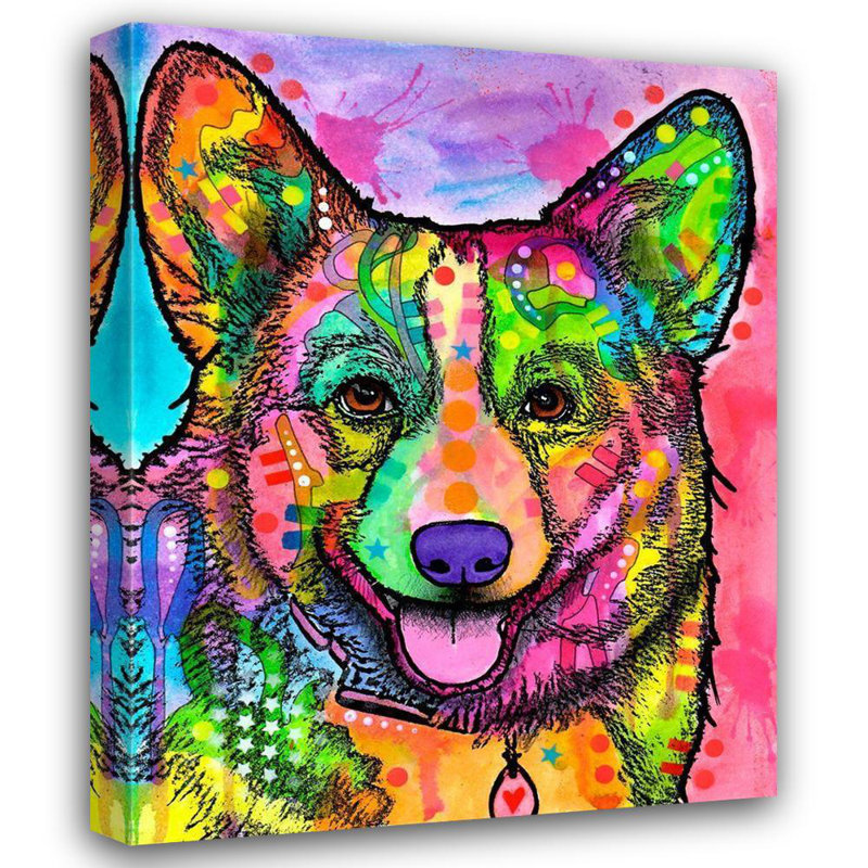 Art sur toile tendue de la collection Dean Russo de Red Barrel Studio®: Corgi II, H 45 po x l 36 po