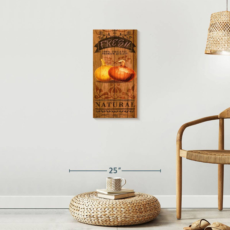 Oignons frais sur toile, H 24 po x l 12 po x P 1,25 po