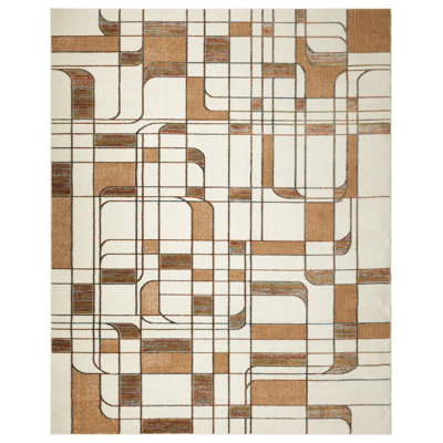 Nordic Ivory Rust Mid-Century Modern Indoor Rug