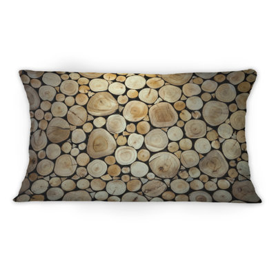Front View Of Sliced Trunks - Cabin & Lodge Printed Throw Pillow