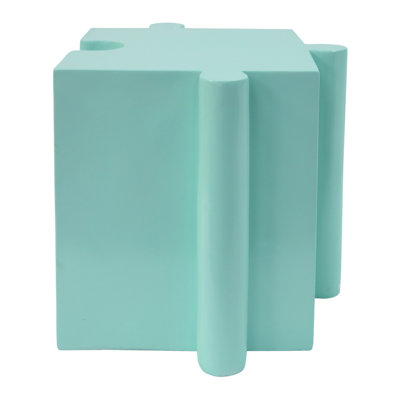 3-Piece Artistic Puzzle Table Set,Modular MGO Side Tables With Interlocking Design (2 Convex & 1 Concave), 200Lb Capacity For Indoor & Outdoor, Light Green & Light Blue Color
