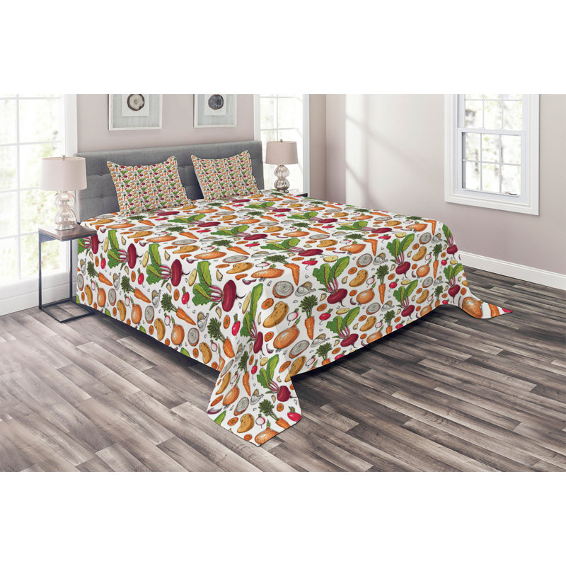 Vegetables Polyester Coverlet, King Bedspread + 2 Shams