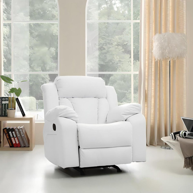 Élégant fauteuil inclinable avec accoudoirs rembourrés, Blanc
