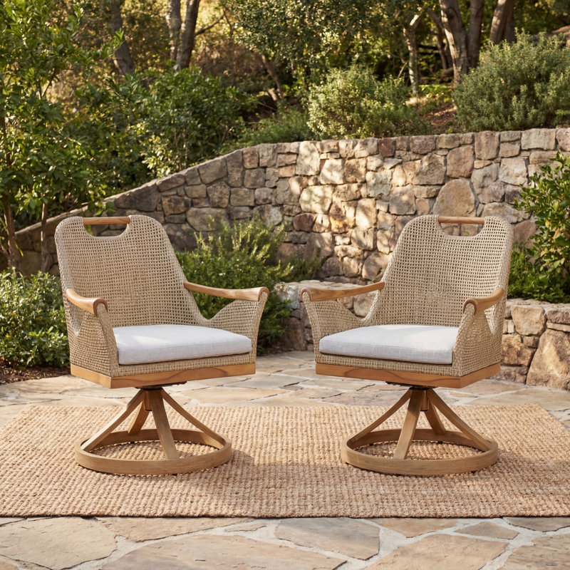 Chaises de salle à manger de patio pivotantes avec coussins Sydney