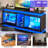 Modern Entertainment Centers With Led Lights, High Gloss Tv Cabinet W/Power Outlet, Storage Open Shelves-763559417-763559421