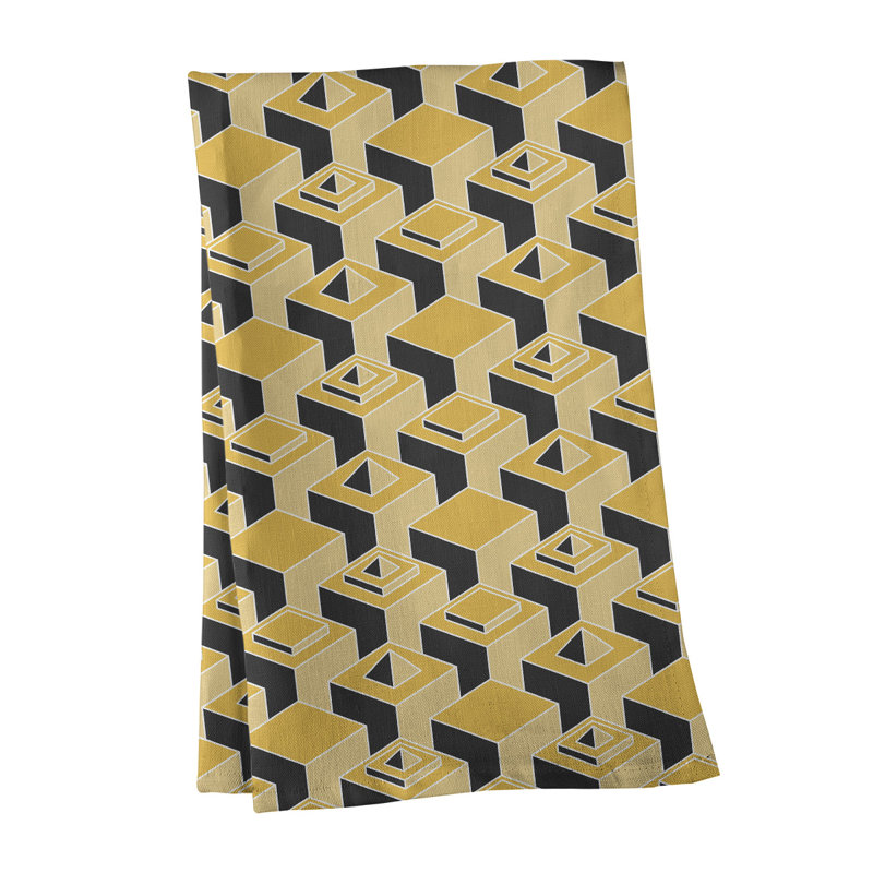 Serviette de thé skyscrapers Patricia Geoffrey, Jaune / Noir, Sergé de coton