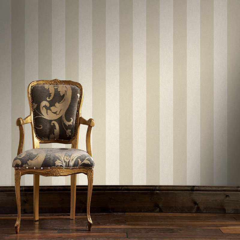Water Silk Stripe Wallpaper 10m x 52cm Matte Wallpaper Roll, Ivory/Taupe