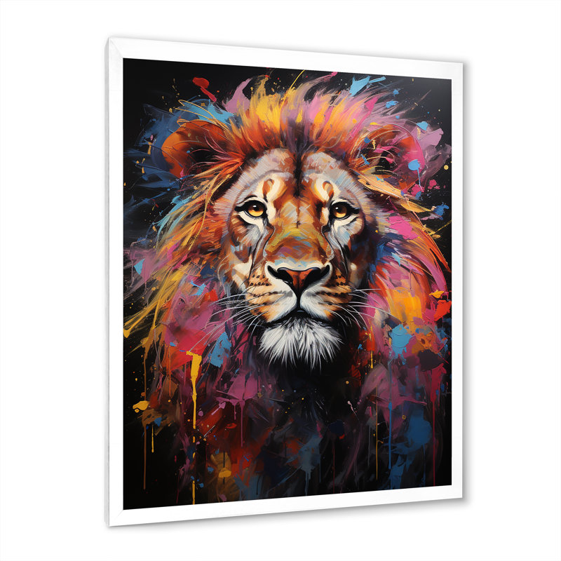 Lion Urban Wild Urban II sur toile, Cadre photo blanc, H 32 po x l 16 po x P 1 po
