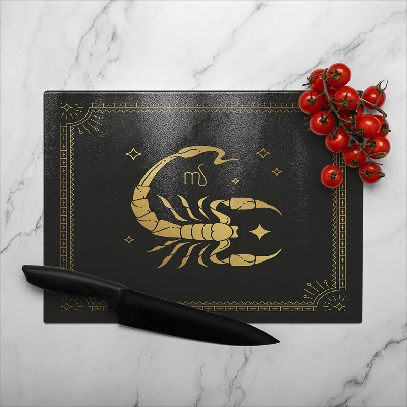 Zodiac Scorpio Horoscope In Dining Glass Chopping Board, 40cm L x 28cm W
