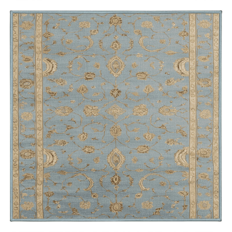 Tapis bleu persan lavable à la machine, Carré 5 pi