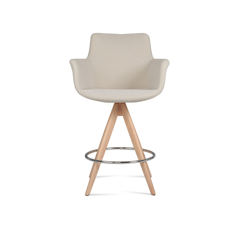 Tabouret tournant Bottega Pyramid, Naturel, Noir, Tabouret de bar (siège d'une hauteur de 29 po)