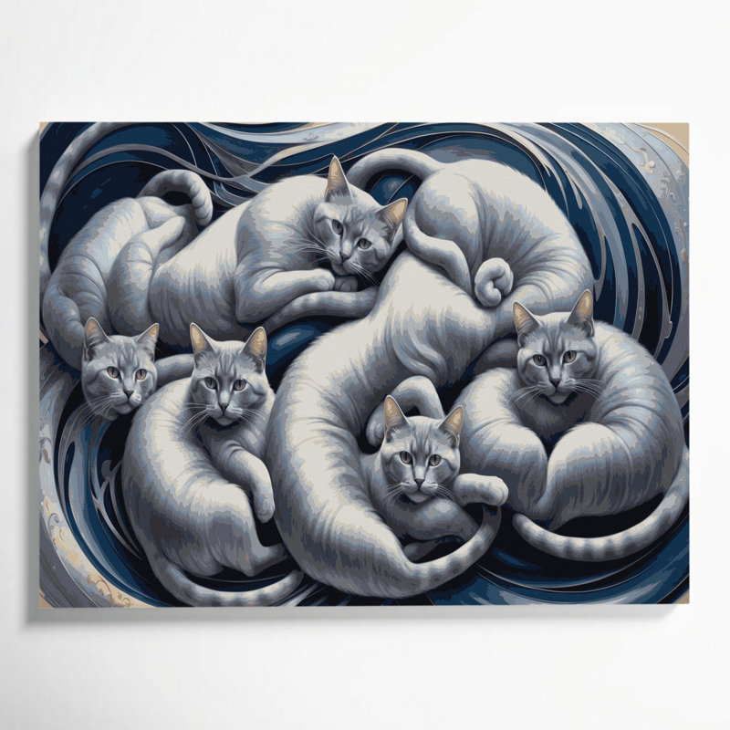 Cats Russian Blue Gray Canvas Wall Art, 24" H x 36" W