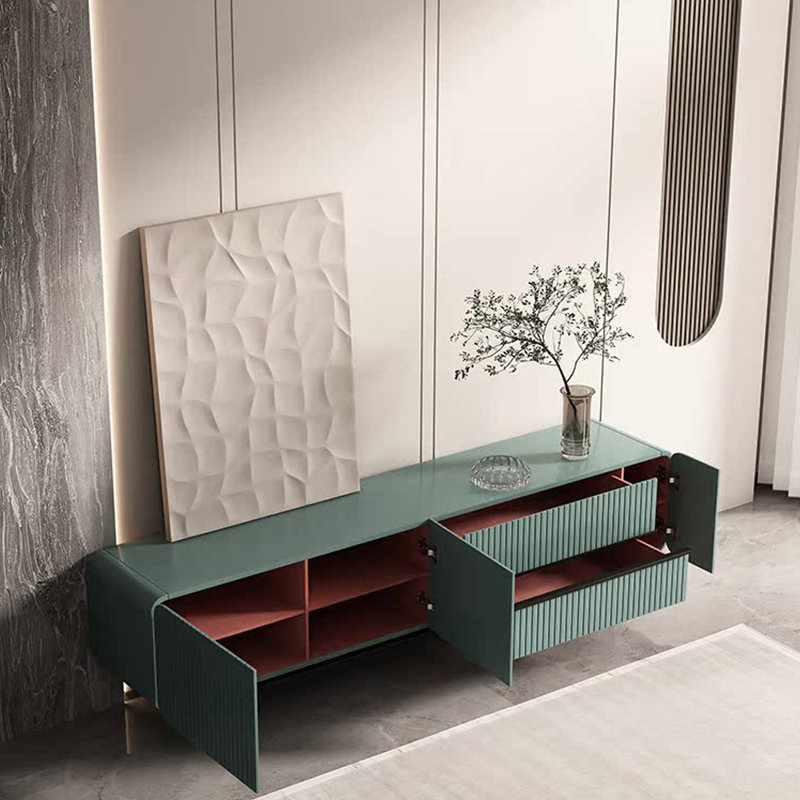 Meuble télé moderne et minimaliste, 23.62”H x 70.87”W x 15.75”D, Vert