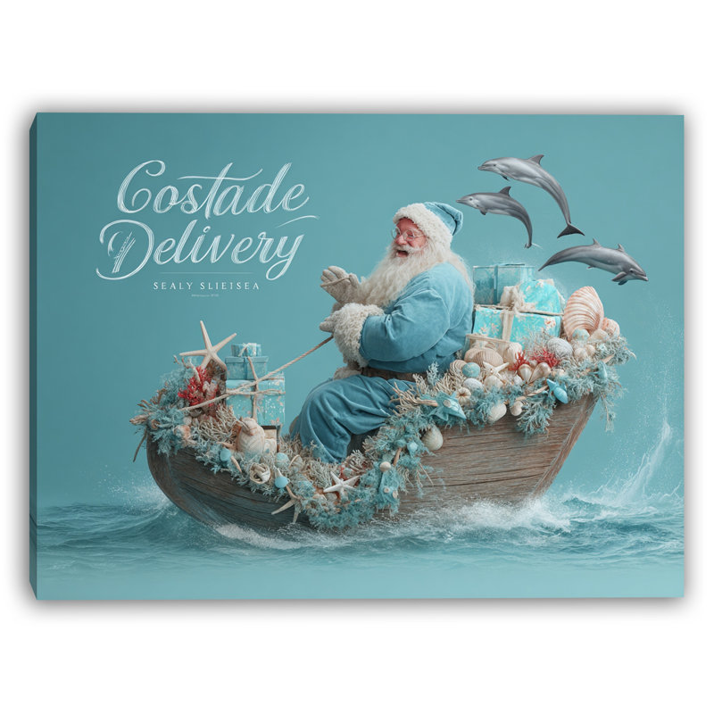 Art mural sur toile tendue avec des cadeaux et des dauphins