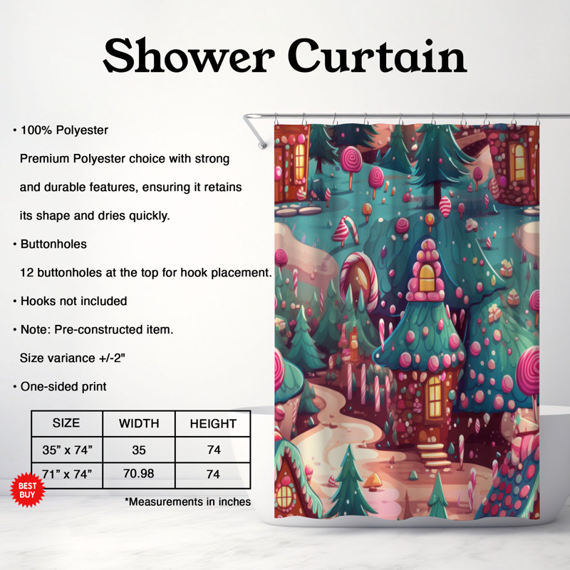 Sweet Enclave - Rideau de douche Premium, H 74 po x l 71 po