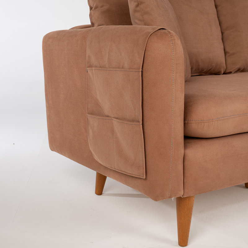Canapé à accoudoirs arrondis 84,65 po, Polyester brun