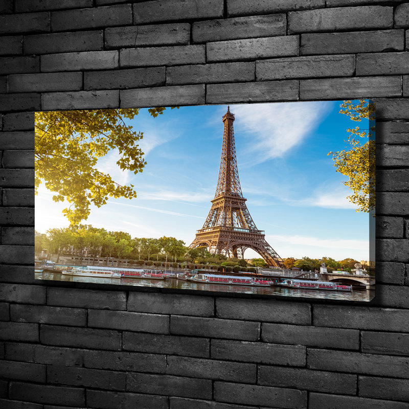 Eiffel Tower Paris - No Frame Print on Glass, 50cm H x 100cm W x 2cm D, Canvas