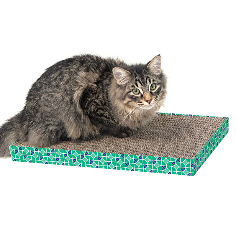 XL Wide Green Corrugated Cardboard Cat Scratching Pads, 3-Pack