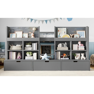 Space-saving Twin Loft Beds, Gray Wood With Multifunctional Storage And Play Area
