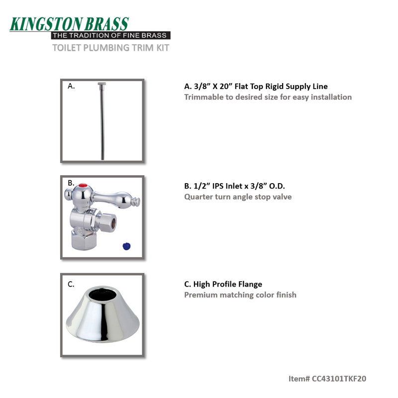 Ensemble de garniture de toilette Kingston, Chrome