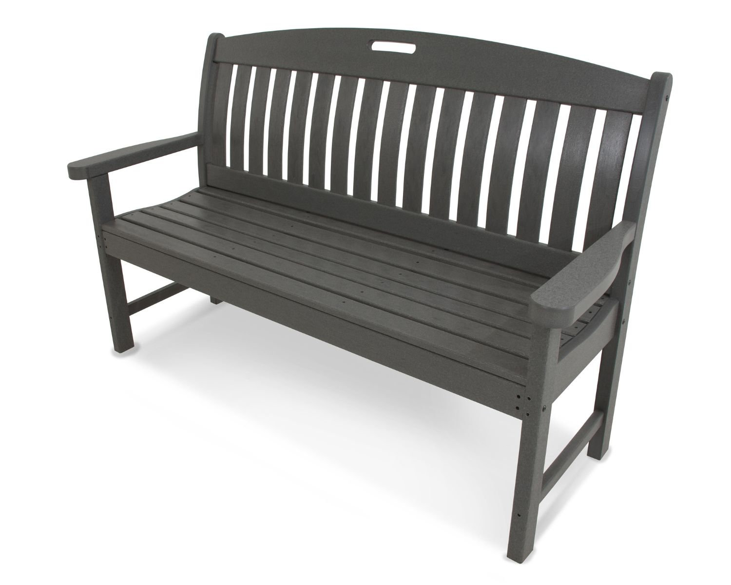 POLYWOOD® Nautical Garden Bench, 37.5" H x 63.75" W x 25" D, Slate Gray