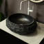 Lavabo de salle de bain 18 po Luna, vasque ovale irrégulière en résine avec motif de pierre, lavabo de style artistique, sans robinet-130074705