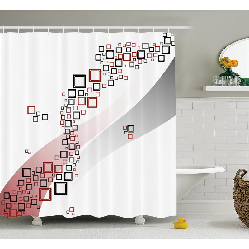 Rideau de douche carré ondulé et crochets de douche bunkport, l 69 po x L 75 po