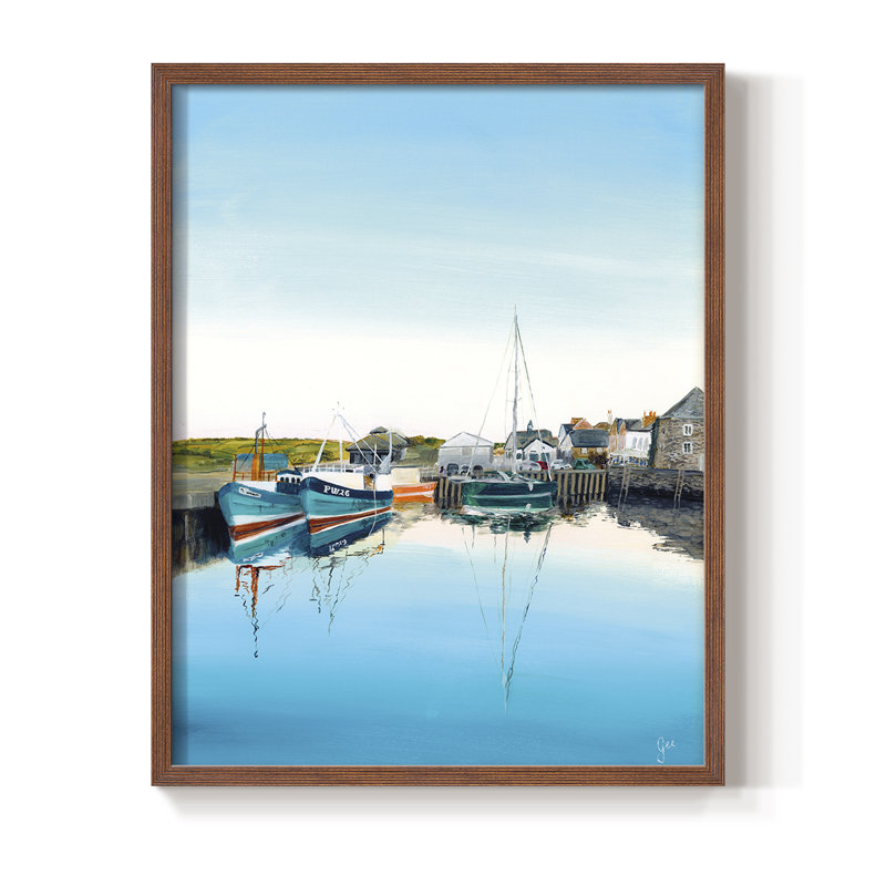 Impression encadrée Padstow Harbor - bois massif, H 10 po x l 8 po, Brun